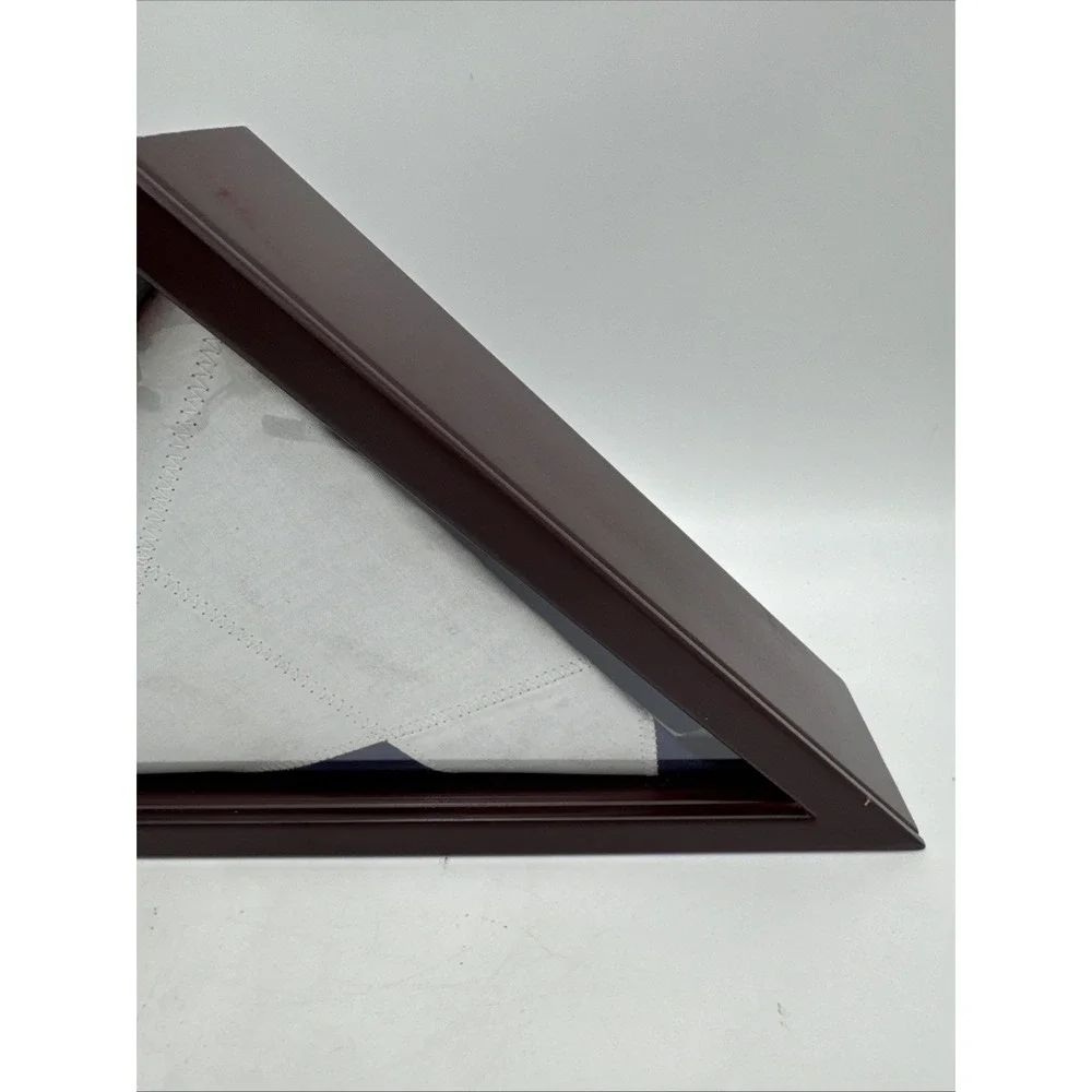 Wooden Triangle Flag Display Case Memorial Shadow Box Texas Flag
